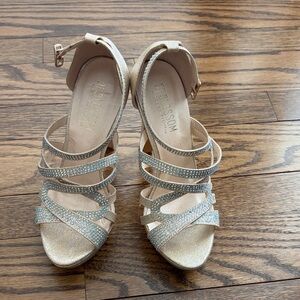 De Blossom Collection Glittery Gold Strappy Heels